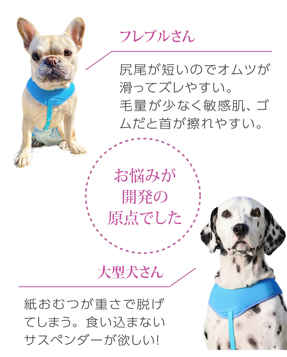 犬 サスペンダー 胸当て付き 苦しくない 犬と生活 フレンチブルドッグ 大型犬の紙おむつのずれ防止におすすめ